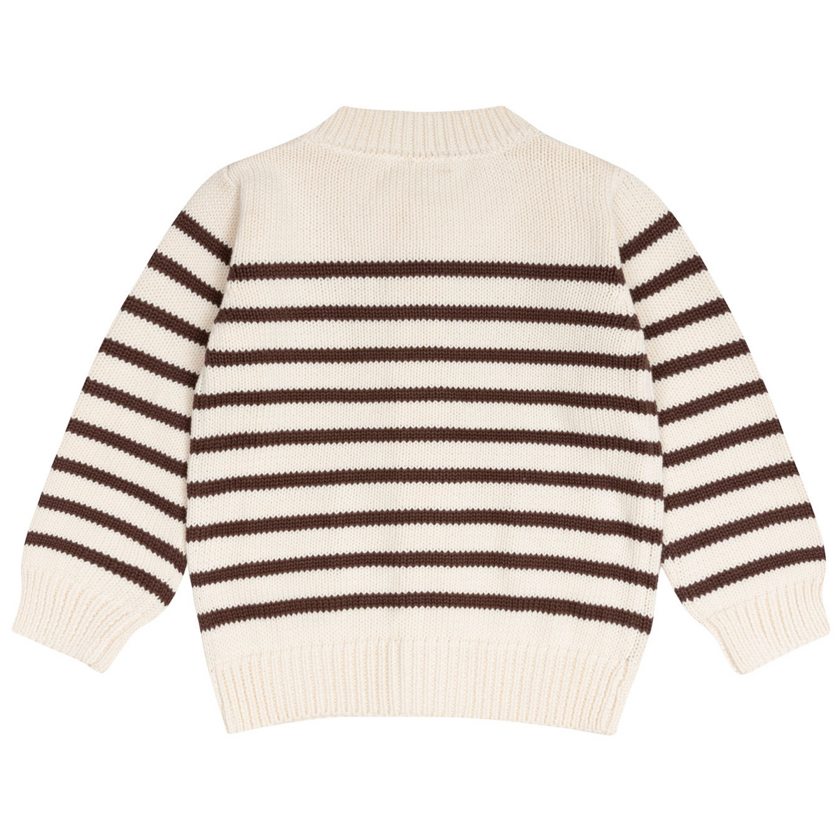 Unisex Cream and Cacao Stripe Knit Cardigan