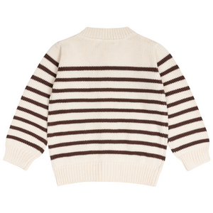 Unisex Cream and Cacao Stripe Knit Cardigan