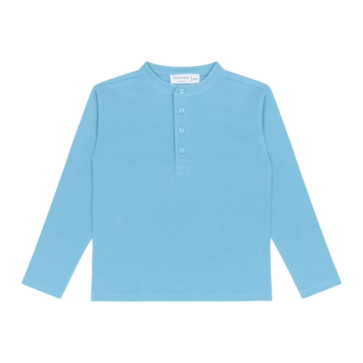 Boys Pura Blue Half Button Shirt with Mandarin Collar