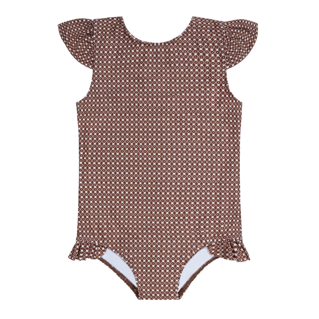 Girls Cafe Flora Cap Sleeve Rashguard One Piece