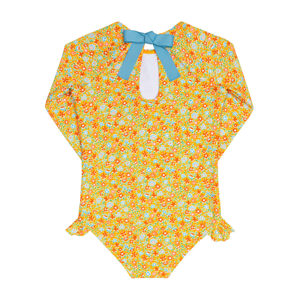 Girls Marigold Floral Rashguard One Piece