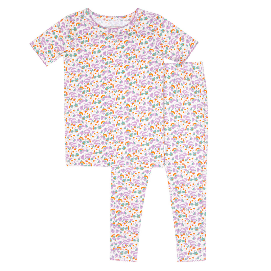 girls orchid floral pima pajamas set