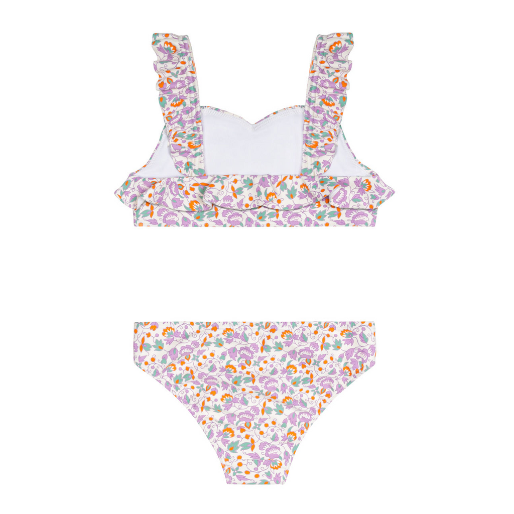 Girls Orchid Floral V-Neck Ruffle Bikini