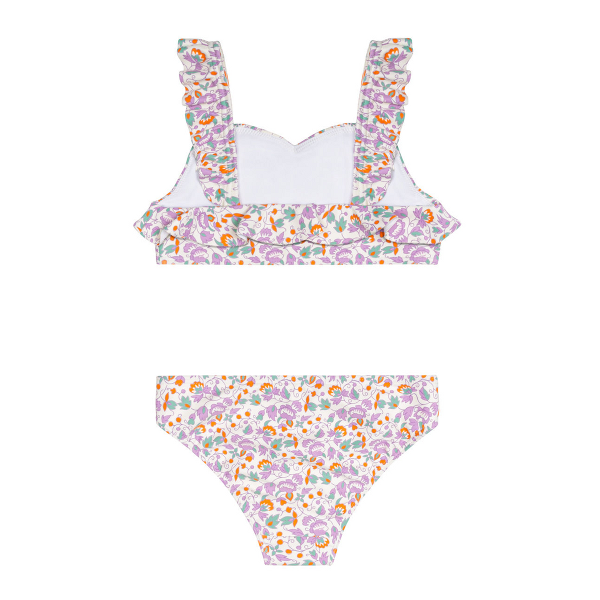 Girls Orchid Floral V-Neck Ruffle Bikini