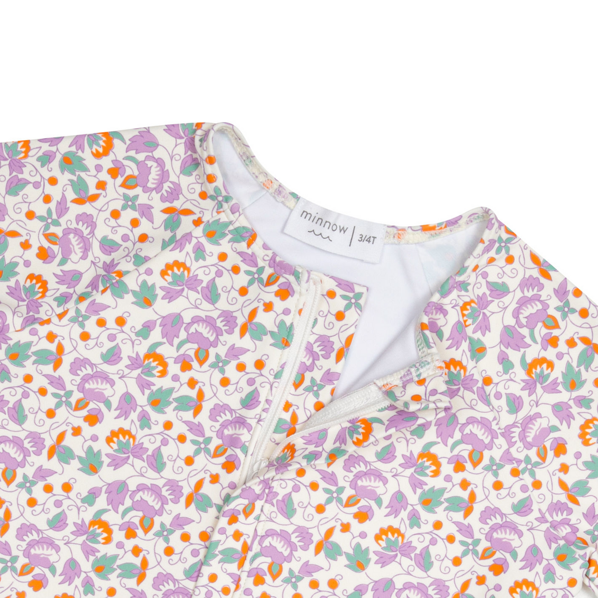 Girls Orchid Floral Front Zip Rashguard One Piece