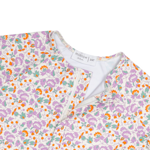 Girls Orchid Floral Front Zip Rashguard One Piece