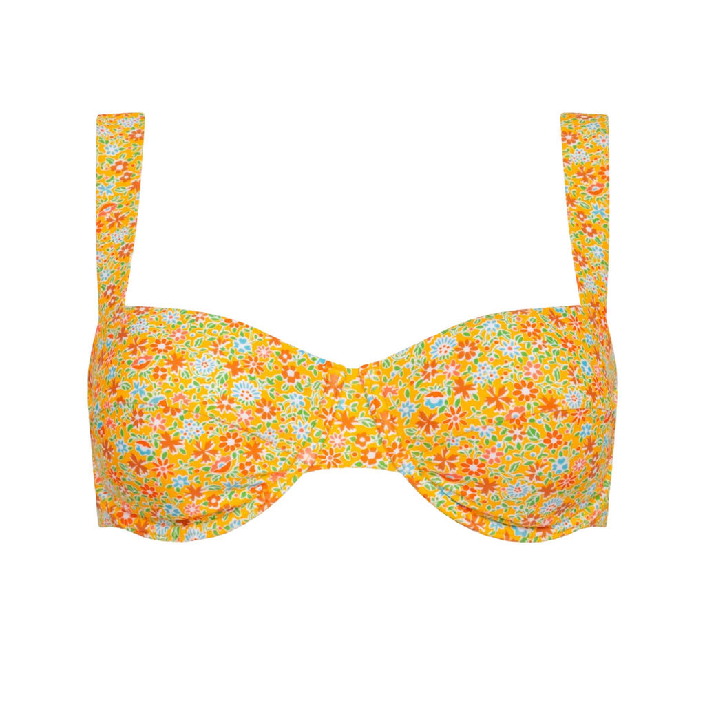 Women’s Marigold Floral Bikini Top with Cups