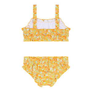 Girls Marigold Floral Ruffle Edge Bikini