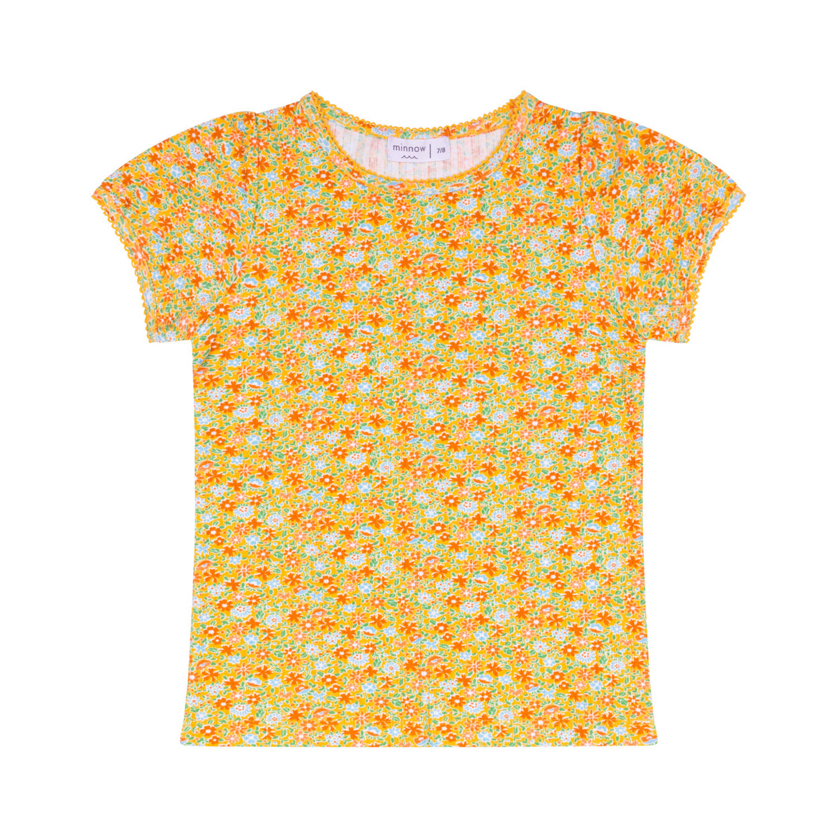 Girls Marigold Floral Puff Sleeve Shirt