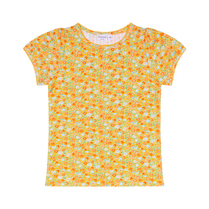 Girls Marigold Floral Puff Sleeve Shirt