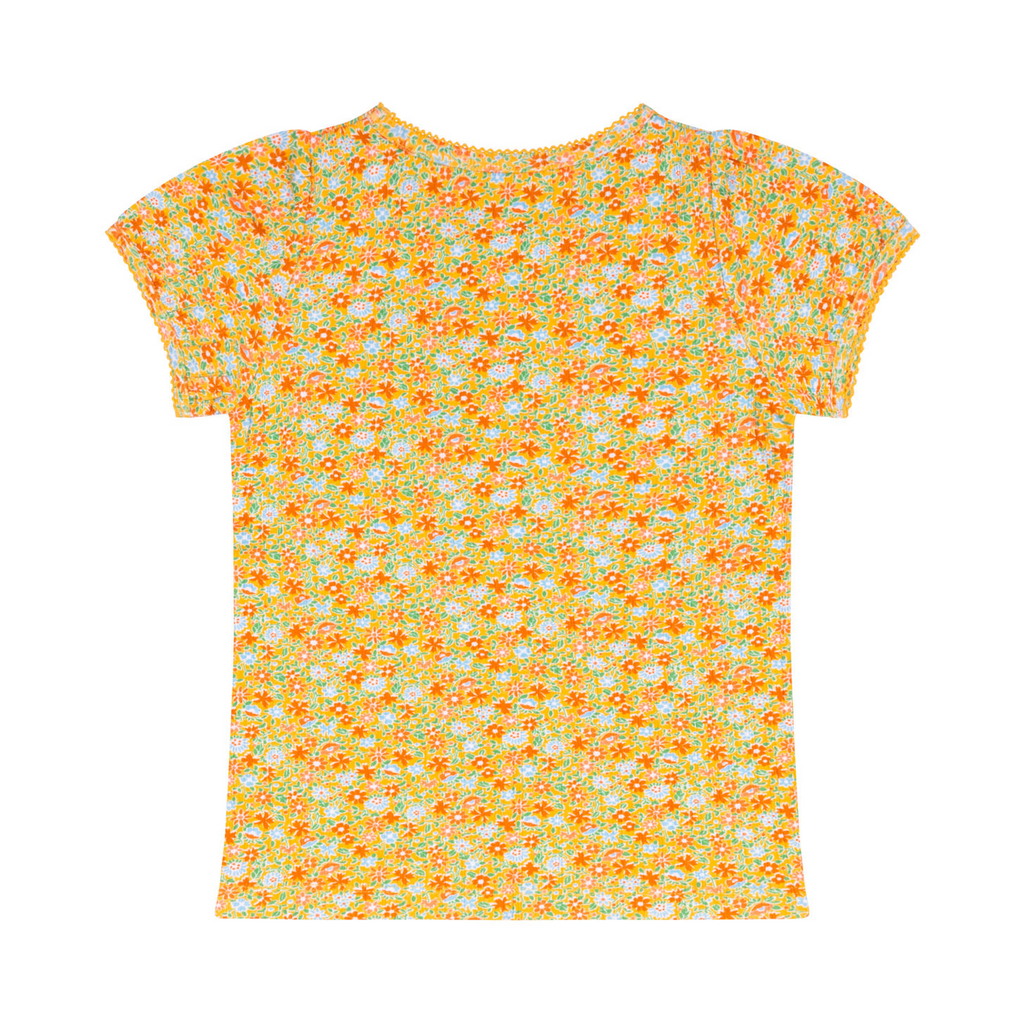 Girls Marigold Floral Puff Sleeve Shirt