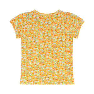 Girls Marigold Floral Puff Sleeve Shirt