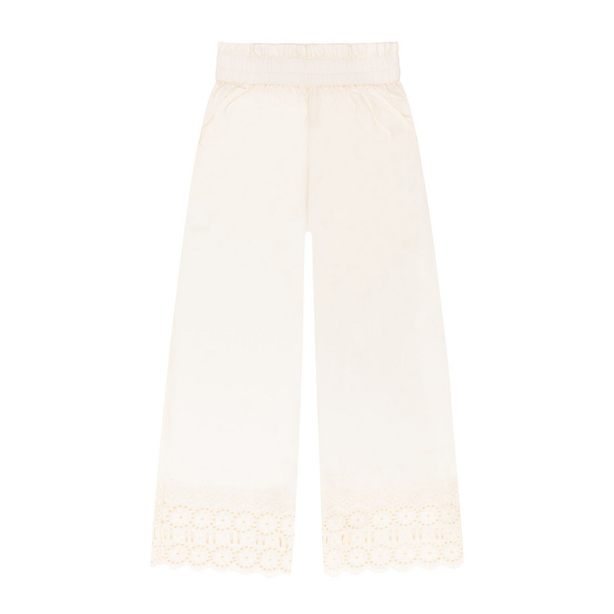 Girls Cream Schiffli Pants