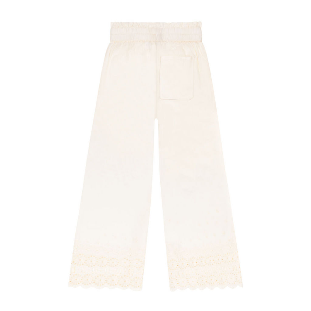 Girls Cream Schiffli Pants