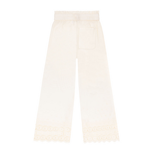 Girls Cream Schiffli Pants