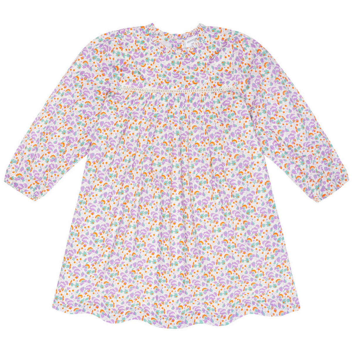 Girls Orchid Floral Long Sleeve Ruffle Dress