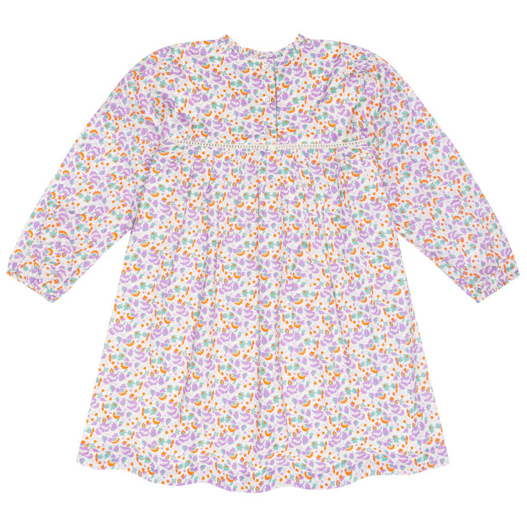 Girls Orchid Floral Long Sleeve Ruffle Dress