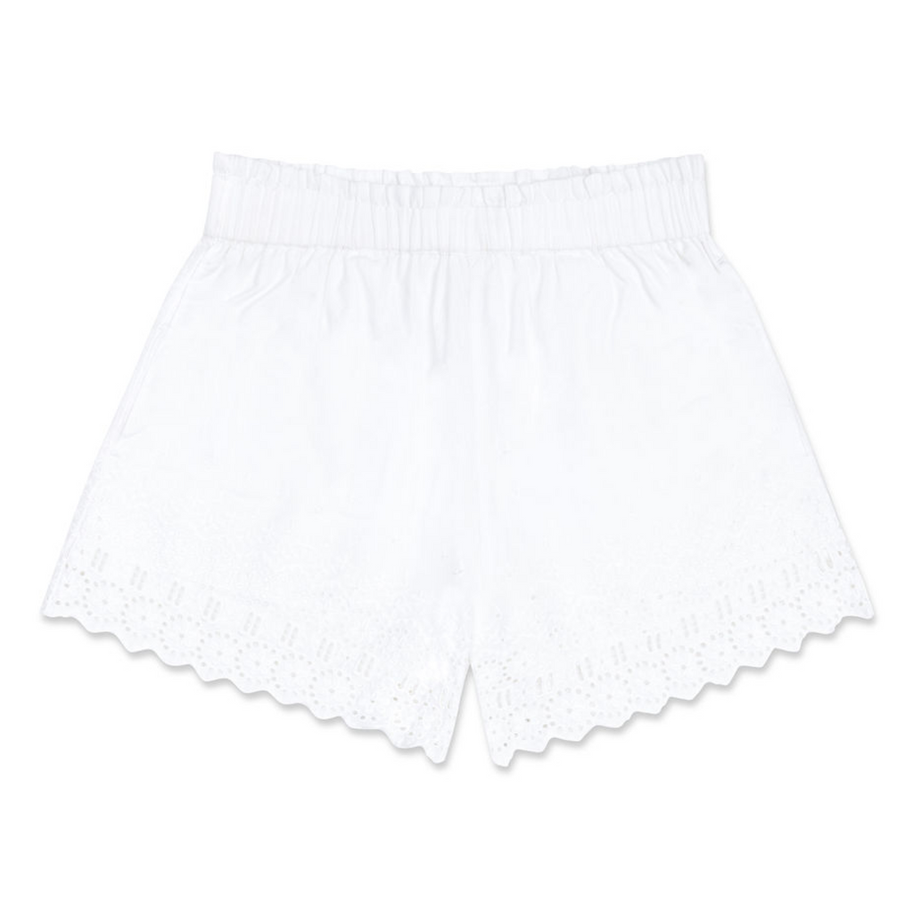 Women’s White Schiffli Shorts