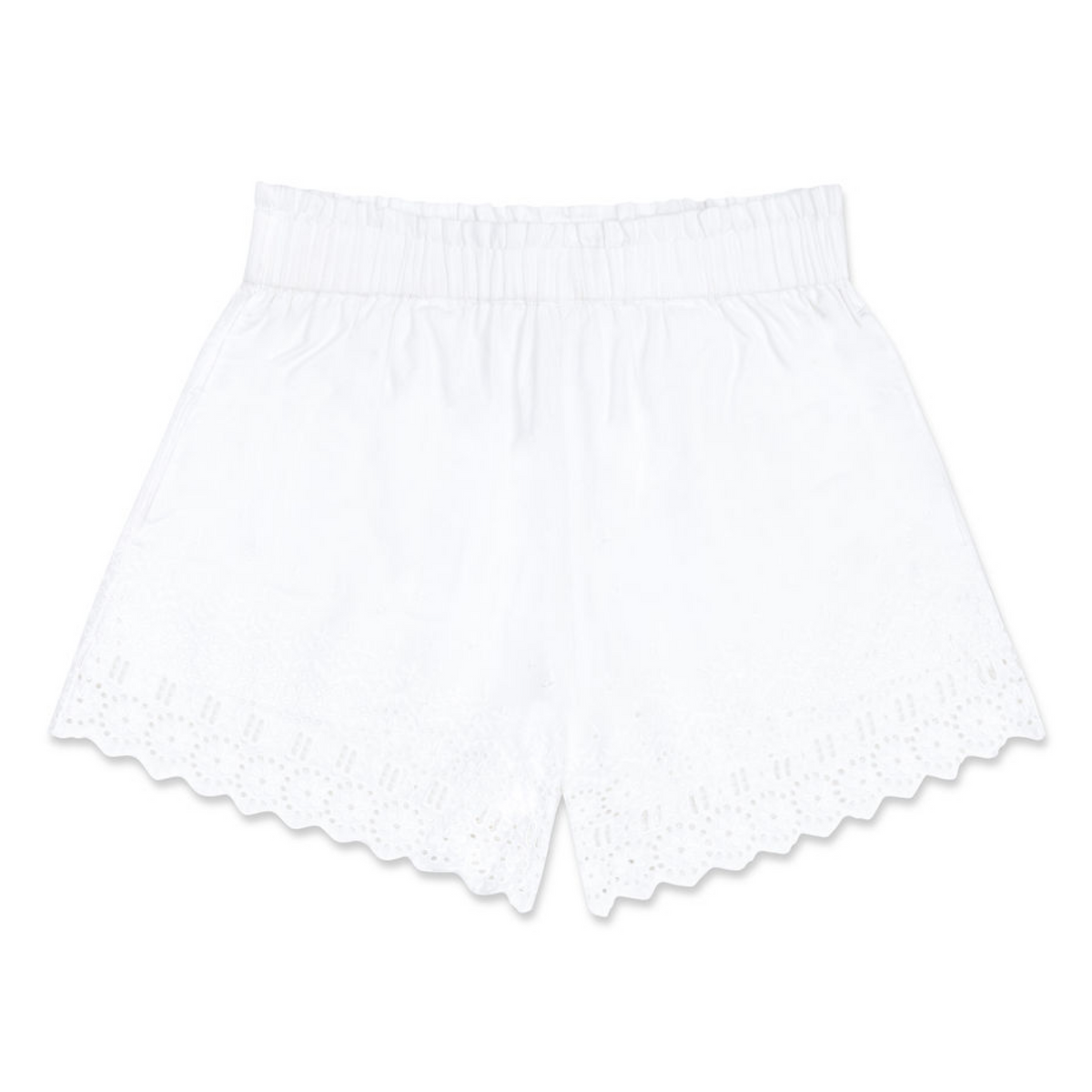 Women’s White Schiffli Shorts