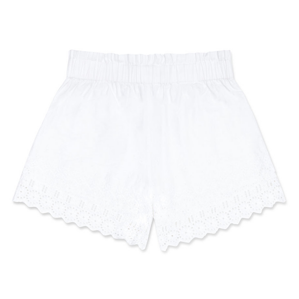 Women’s White Schiffli Shorts