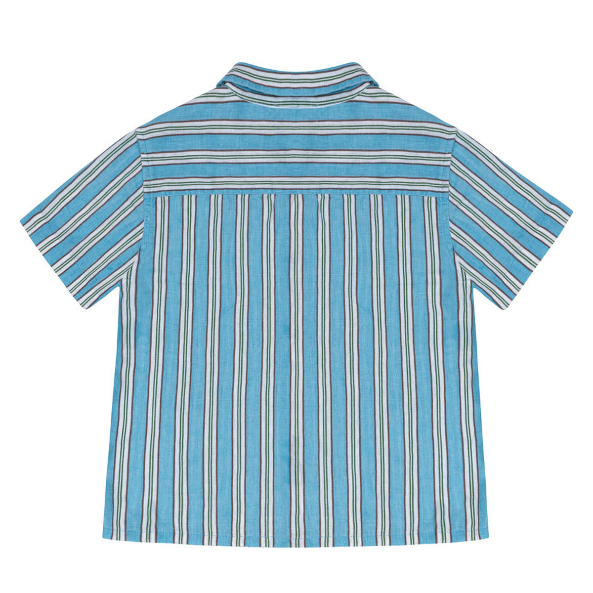 Boys Isla Blue Stripe Linen Button Down Shirt