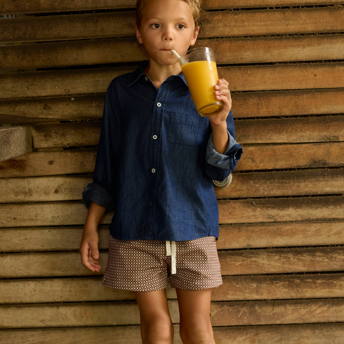 Boys Cafe Flora Ultra-Soft Twill Shorts