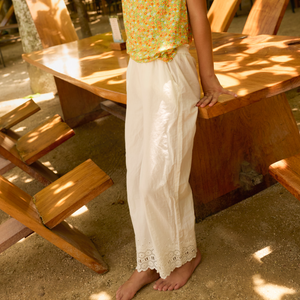 Girls Cream Schiffli Pants