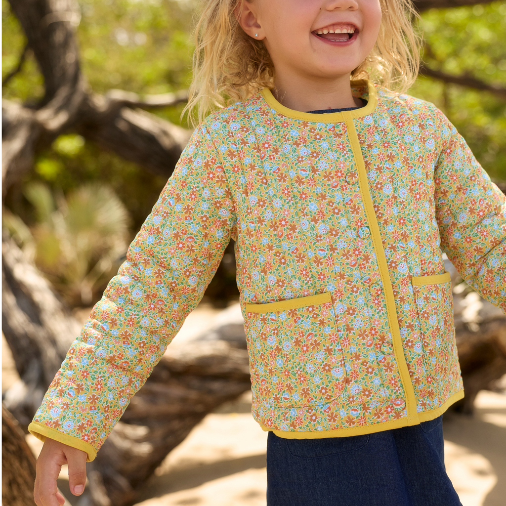 Girls Marigold Floral Quilted Jacket