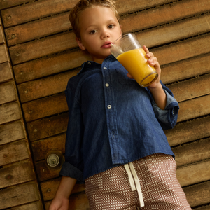 Boys Deep Chambray Collared Button Down Shirt