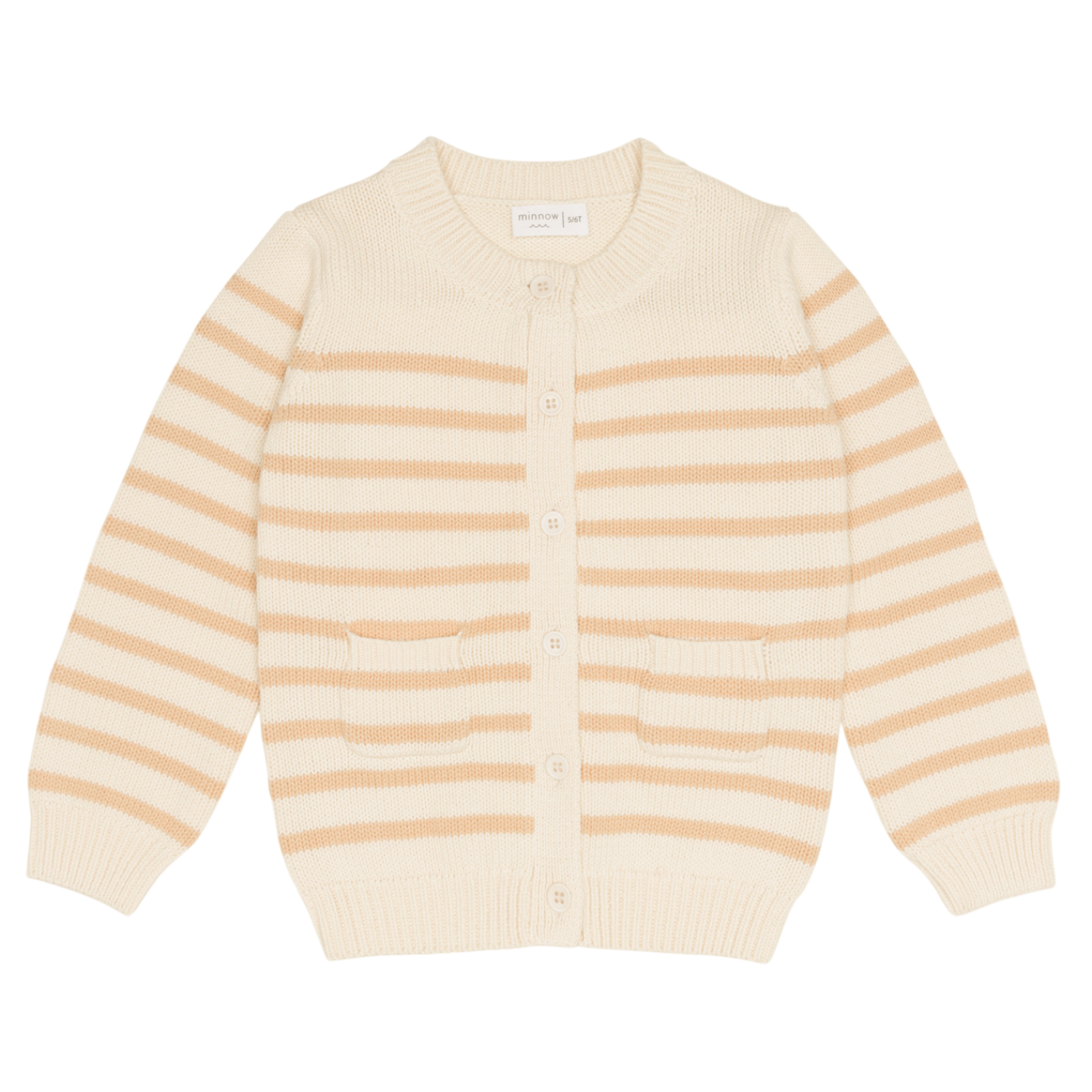 Unisex Cream and Tan Stripe Knit Cardigan