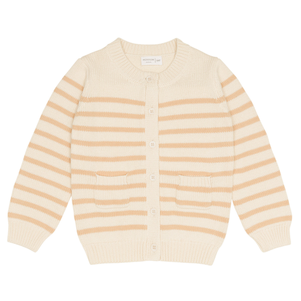 Unisex Cream and Tan Stripe Knit Cardigan