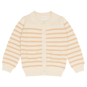 Unisex Cream and Tan Stripe Knit Cardigan
