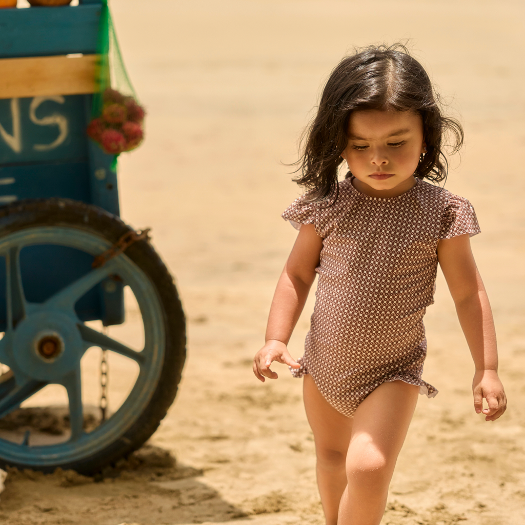 Girls Cafe Flora Cap Sleeve Rashguard One Piece