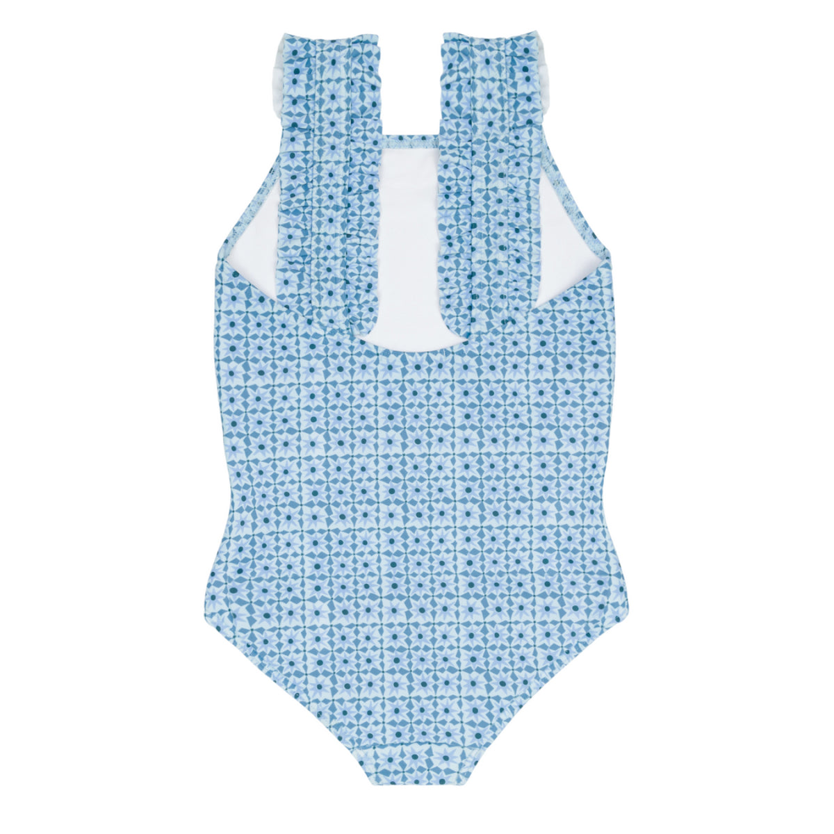 Girls’ Azul Tile Ruffle Strap One Piece