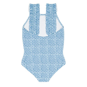 Girls’ Azul Tile Ruffle Strap One Piece