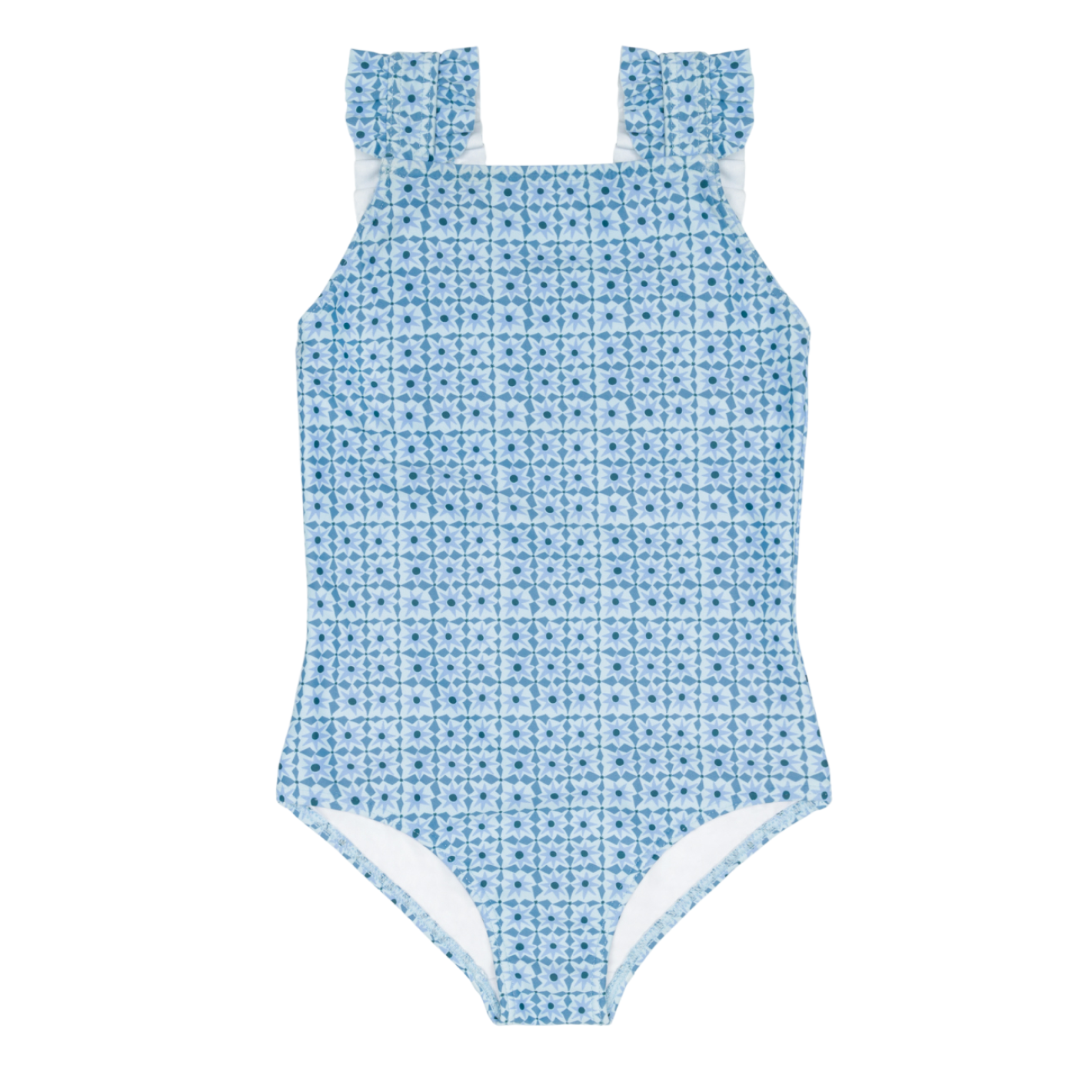 Girls’ Azul Tile Ruffle Strap One Piece