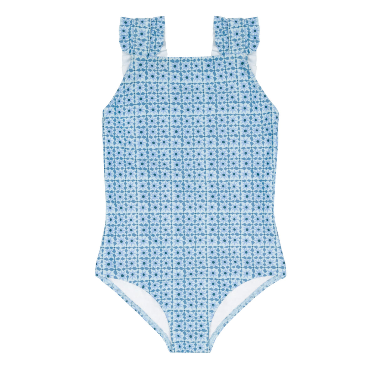 Girls’ Azul Tile Ruffle Strap One Piece