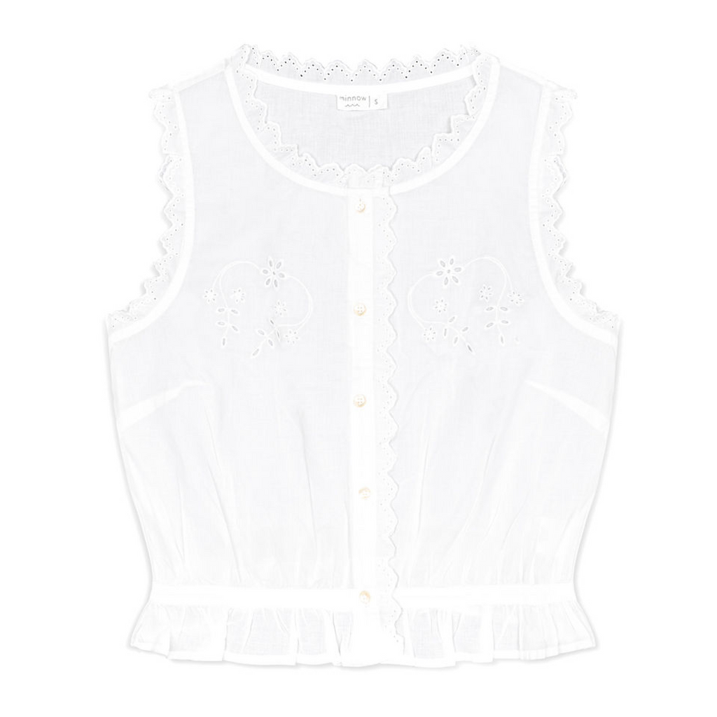 Women’s Embroidered White Tank