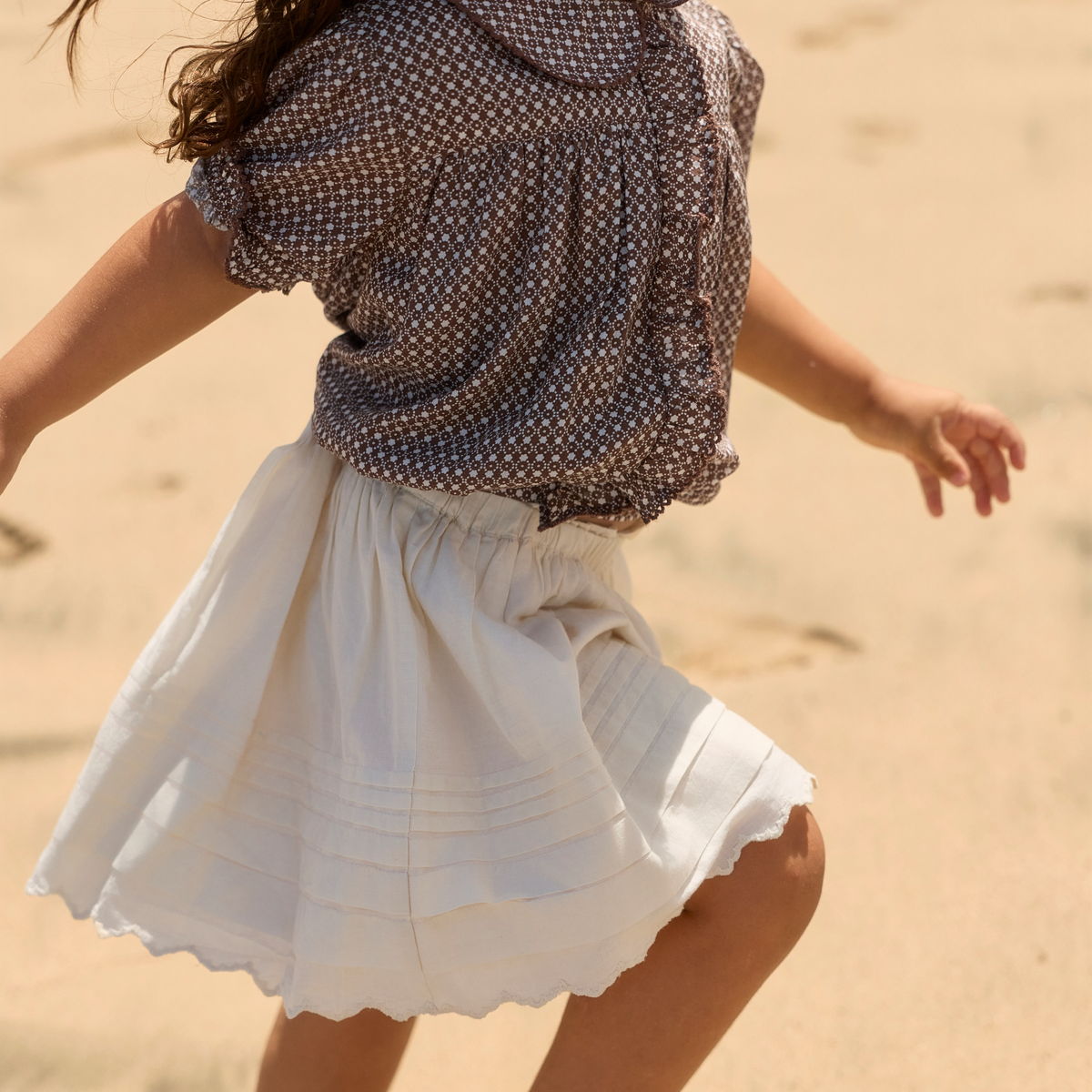 Girls Cream Schiffli Skirt