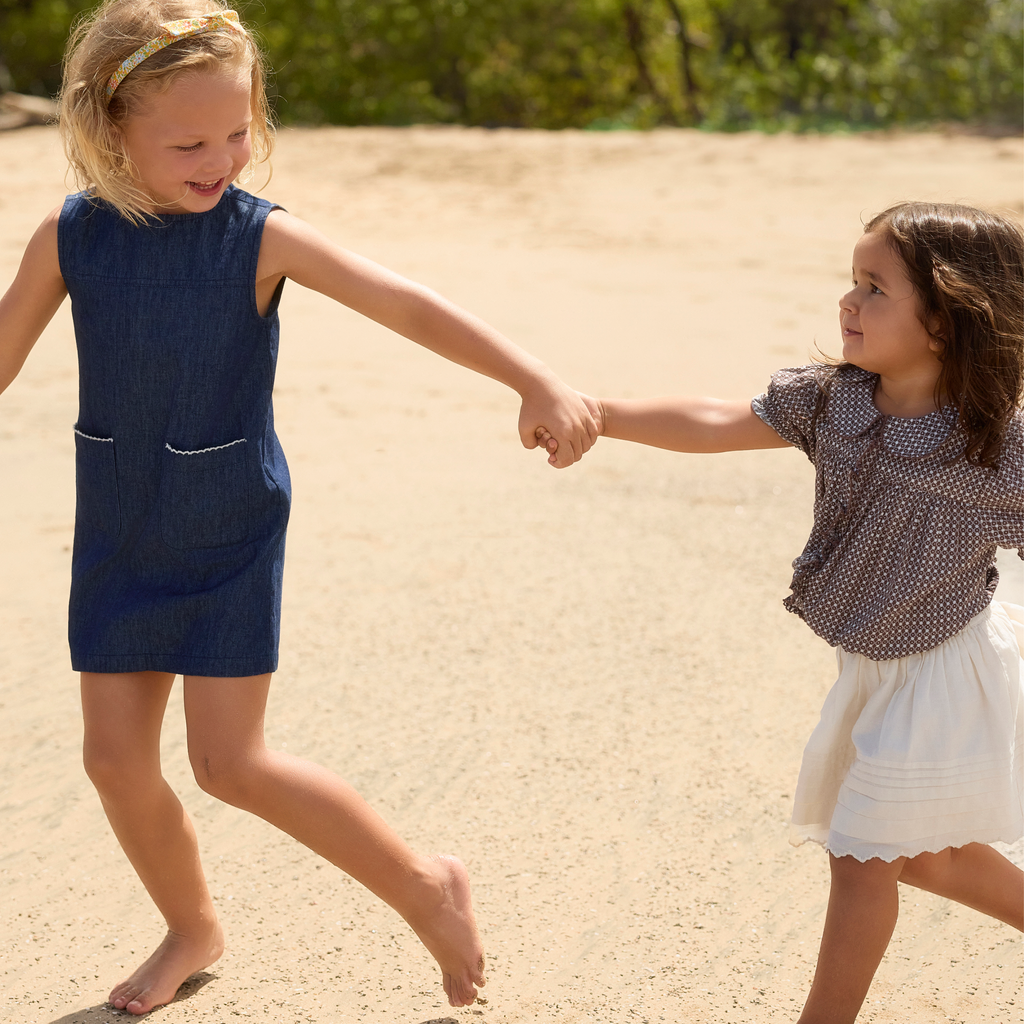 Girls Cream Schiffli Skirt