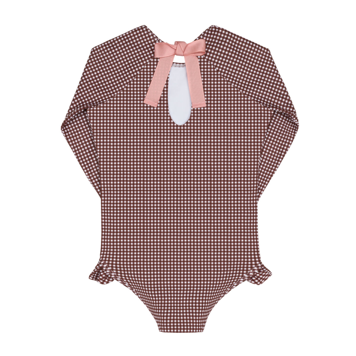 Girls’ Cocoa Gingham Rashguard One Piece