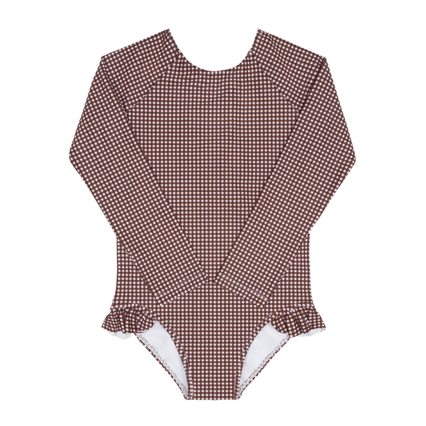 Girls’ Cocoa Gingham Rashguard One Piece