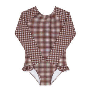 Girls’ Cocoa Gingham Rashguard One Piece