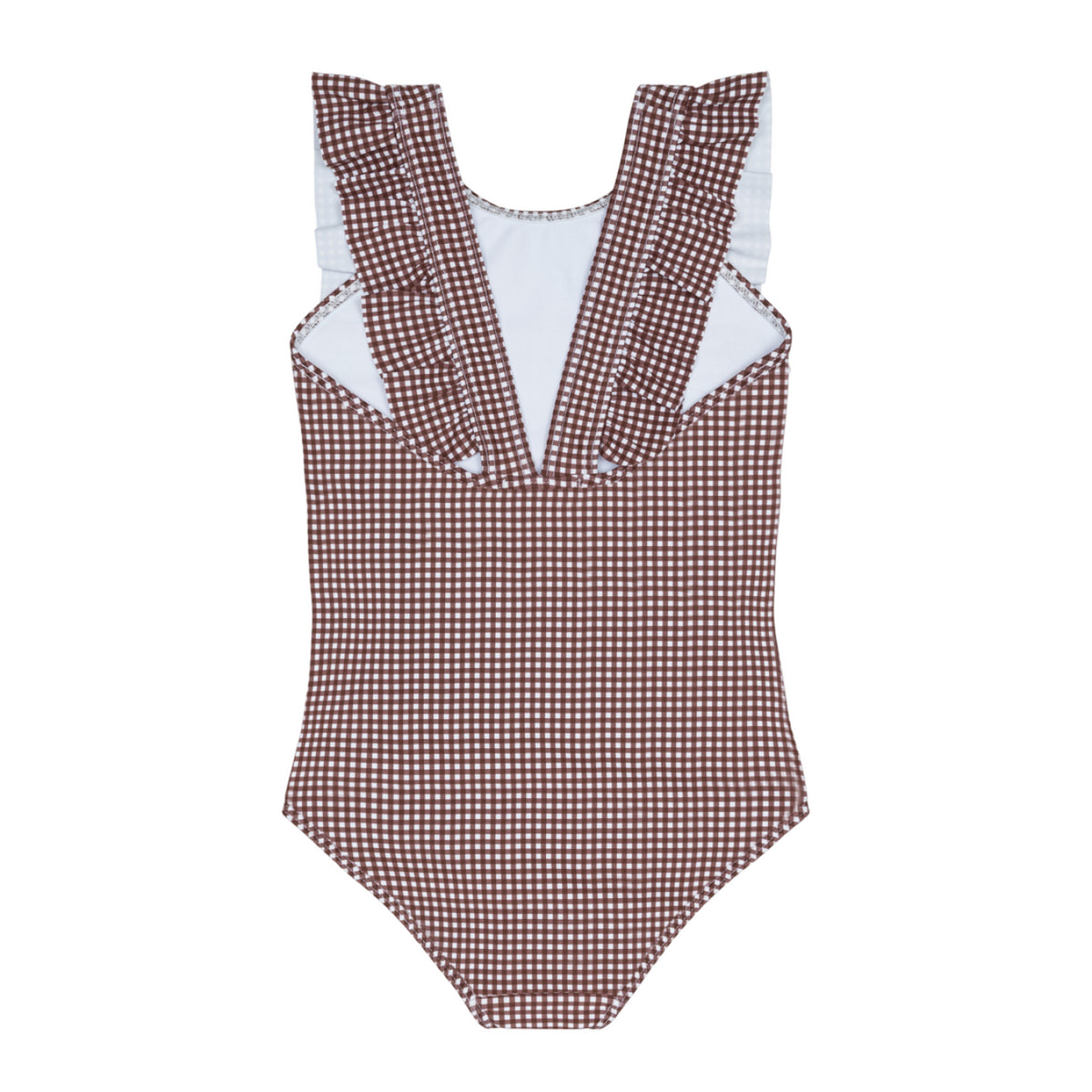 Girls’ Cocoa Gingham Ruffle One Piece