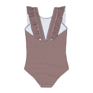 Girls’ Cocoa Gingham Ruffle One Piece