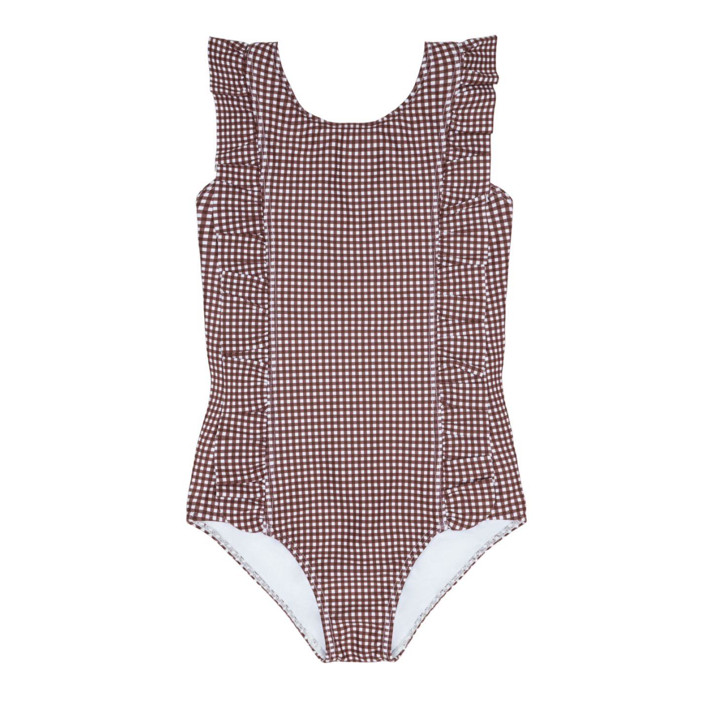 Girls’ Cocoa Gingham Ruffle One Piece