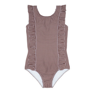 Girls’ Cocoa Gingham Ruffle One Piece