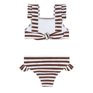 Girls’ Cocoa Stripe Tie Back Bikini
