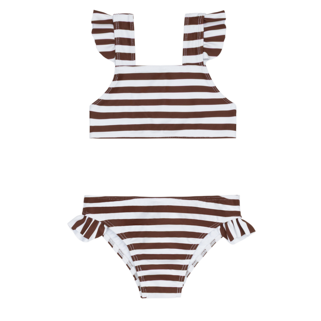 Girls’ Cocoa Stripe Tie Back Bikini