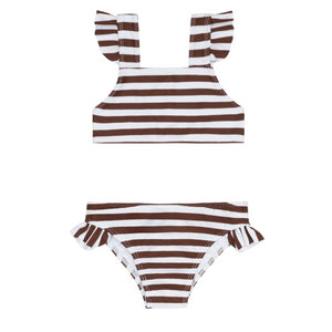 Girls’ Cocoa Stripe Tie Back Bikini